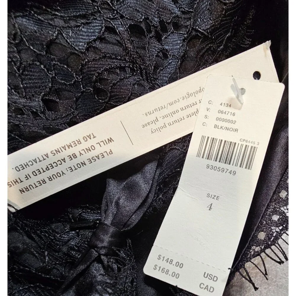 Anthropologie‎ Womens 4 Black Long Sleeve Lace Shorts Romper NWT